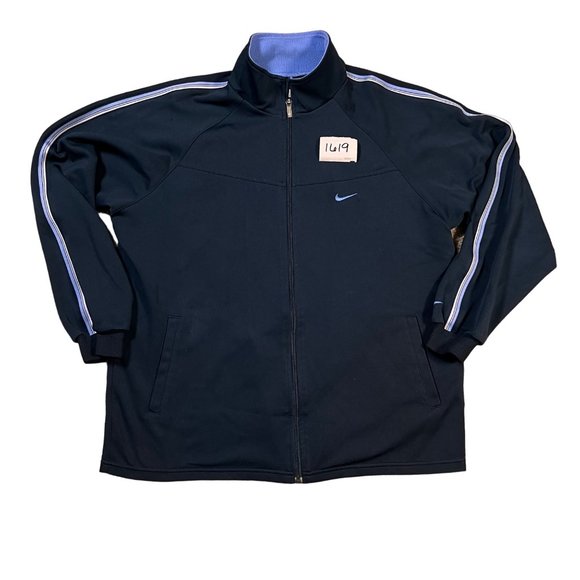 NIKE Dri-Fit Jacket Women's Full Zip Long Sleeve High Neck Sweatshirt Navy XL - Picture 11 of 11